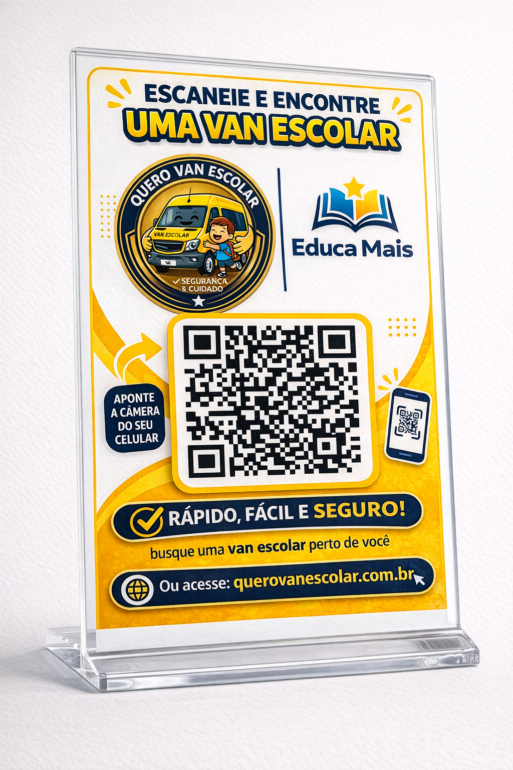 Placa de escola parceira Quero Van Escolar
